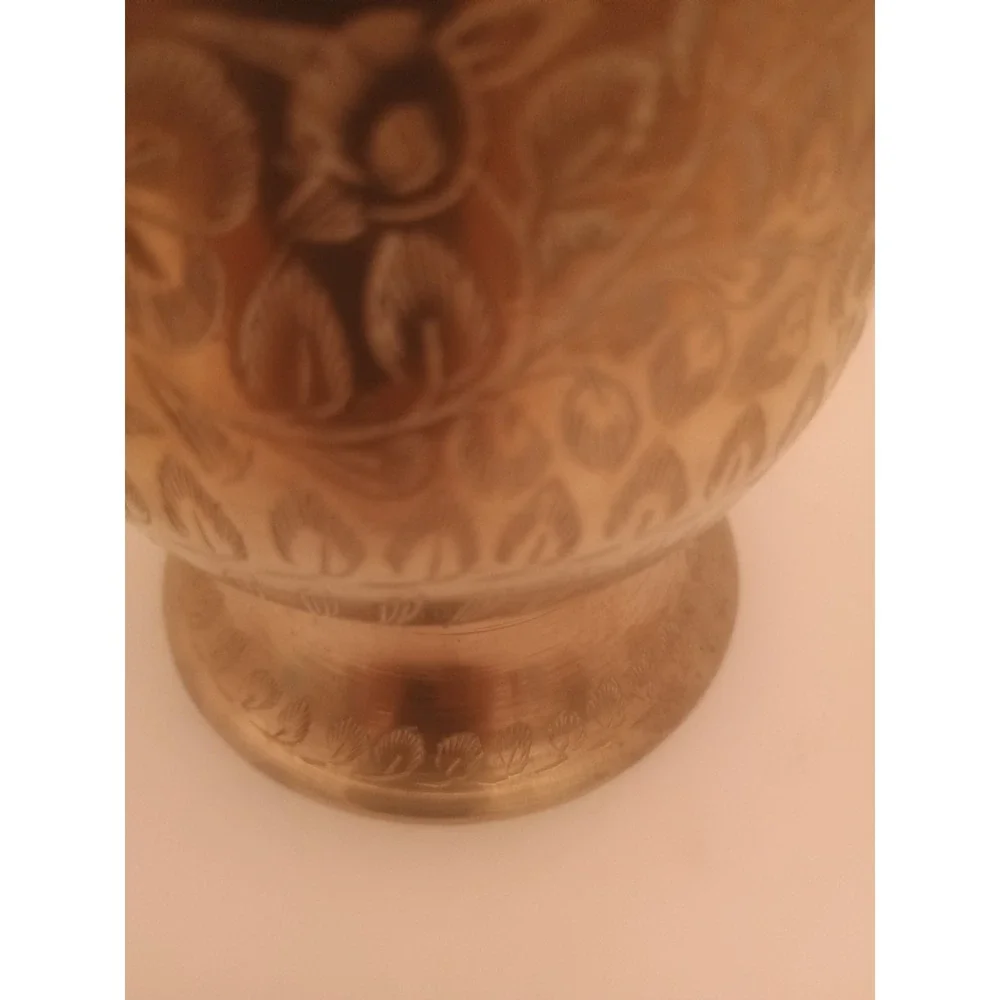 Vintage Etched Leaf/Floral Brass Vase 9